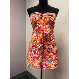 Pink Lily Following A Daydream Floral Strapless Romper | Large